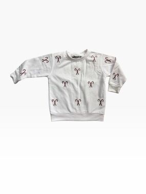 White Kids Sweatshirt with Red Candy Canes